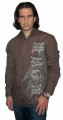 Roar Clothing Rebel Spade with Roar Clothing Logo and Winged Spade Graphics Men's Dark Gray Long Sleeve Button Up Shirt - Front