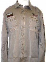 Indian Motorcycle Warrior Logo Men's Long Sleeve Button Up Vintage Shirt - Close Up