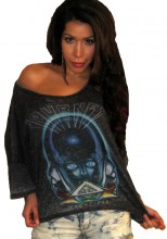 Journey Frontiers Album Cover Artwork Women's Gray Vintage Boxy Dolman T-shirt