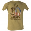 Woodstock 3 Days of Peace & Music Slogan Men's Gold Vintage T-shirt