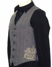 Roar Clothing Nordhaven Gray Plaid with Graphics Men's Vest - Side