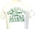 Say Hello To My Little Friend Scarface Line Spoof with Leprechaun Men's White T-shirt by Junk Food Clothing
