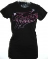 Fame T-shirt - Vintage Black Shirt with Glossy Pink Logo. Women's